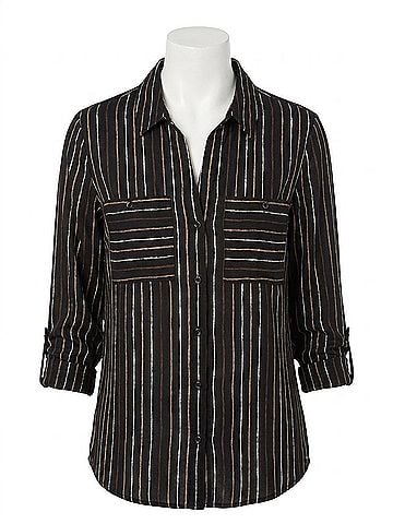 Nic + Zoe Mini Painted Stripe Shirt in Black Multi (view 1)