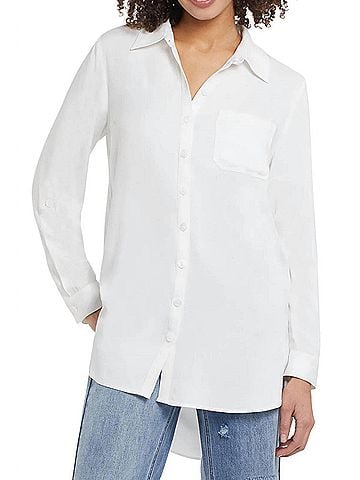Tribal Wyler Roll Up Sleeve Shirt in White (view 2)