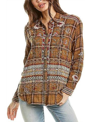 Johnny Was Celeste Oversized Shirt in Plaid (view 2)