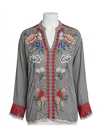 Johnny Was Women's Maude Blouse in Cloudburst (view 1)