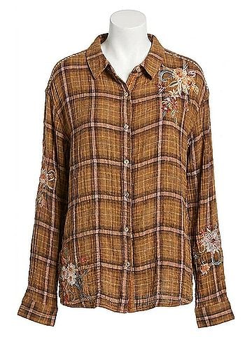 Johnny Was Marlie Boxy Shirt in Plaid (view 1)