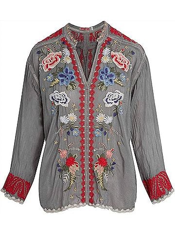 Johnny Was Women's Maude Blouse in Cloudburst (view 2)