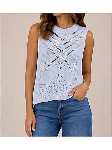 Autumn Cashmere Chunky Pointelle Tank in Ice Blue (view 2)
