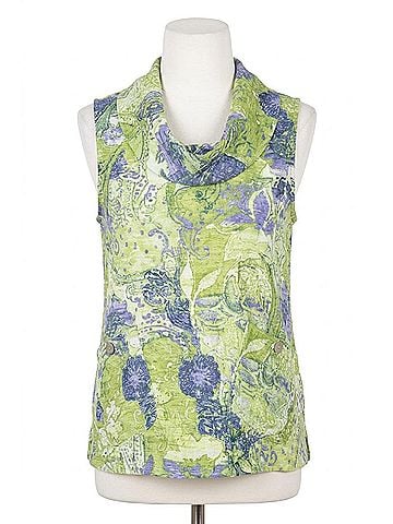 Habitat Bistro Drape Collar Top in Aloe (view 1)