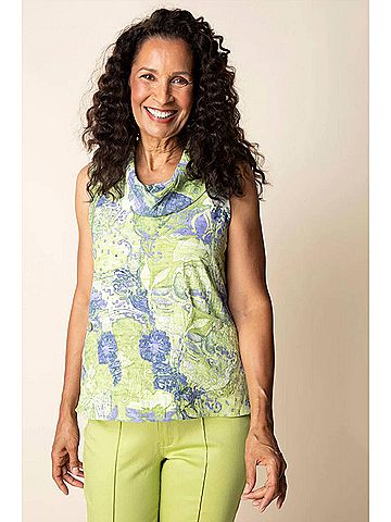 Habitat Bistro Drape Collar Top in Aloe (view 2)