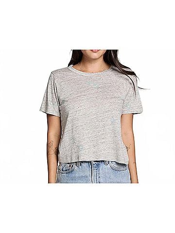 Chaser Linen Jersey Emb. Cactus Tee in Heather Grey (view 2)