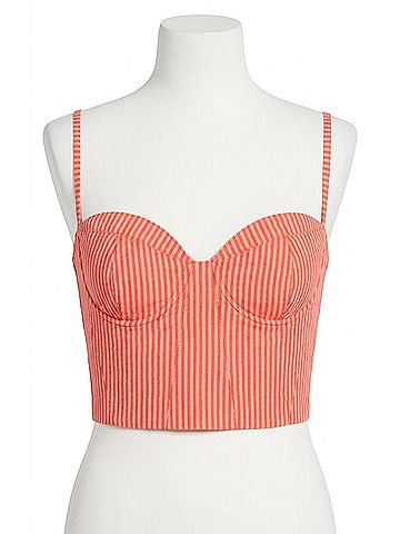Astr Maya Bustier Crop Top in Red Stripe (view 1)