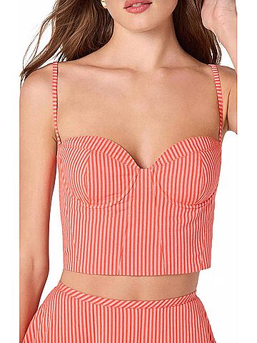 Astr Maya Bustier Crop Top in Red Stripe (view 2)