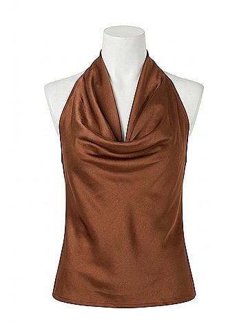 Dress Forum Sondra Satin Halter Top in Brown (view 1)