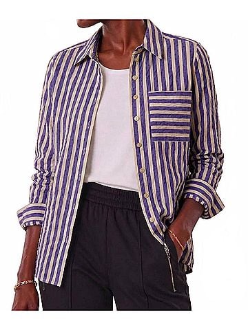 J'envie The Riviera Long Sleeve Shirt in Indigo/Sand (view 2)