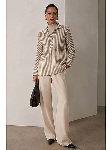 J'envie The First Class Tunic Top in Sand/White (view 2)