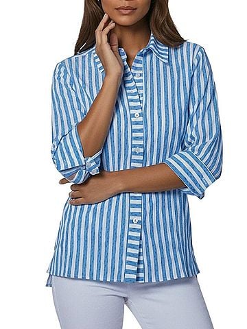 J'envie The Montauk Shirt in Turquoise/White (view 2)