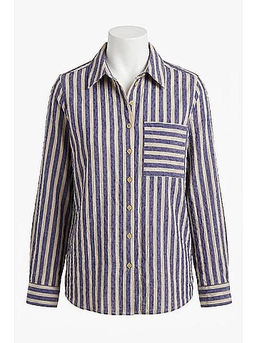 J'envie The Riviera Long Sleeve Shirt in Indigo/Sand (view 1)
