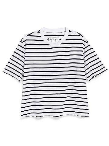 Frank & Eileen Perry Crew Tee in Navy Stripe (view 1)