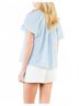 THML Blue Gingham Pattern Short Sleeve Top in Light Blue Size S - photo 3