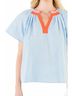 THML Blue Gingham Pattern Short Sleeve Top in Light Blue Size XS - photo 4