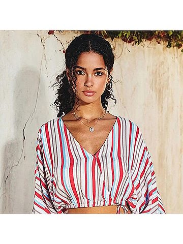 Dress Forum Multi Stripe Blouse in Red (view 2)