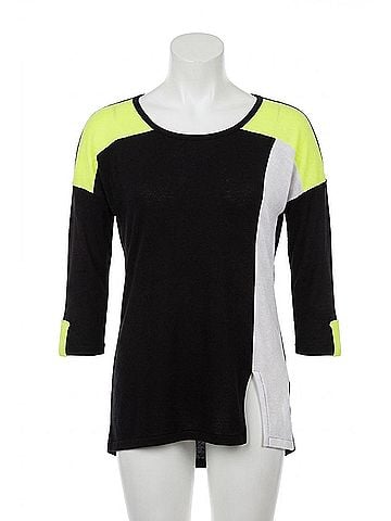 Angel Color Block 3/4 Sleeve Top in Black Multi (view 1)