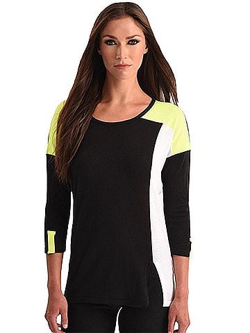 Angel Color Block 3/4 Sleeve Top in Black Multi (view 2)