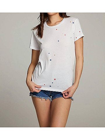 Chaser Americana Stars Crew Neck Tee in White (view 2)