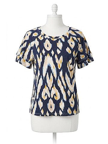 Tribal Ruffle Sleeve Top in Navy (view 1)