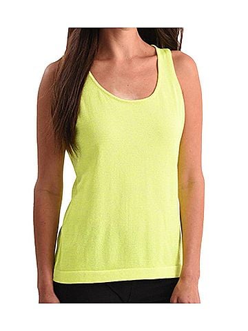 Angel Heathered Bra-Friendly Tank Top in Lime (view 2)