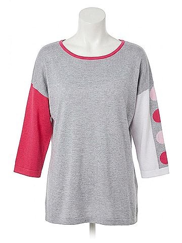 Angel 3/4 Sleeve Color Block Crew Top in Gray (view 1)