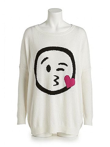 Angel Kiss In Love Emoji Top in Stone/Black (view 1)