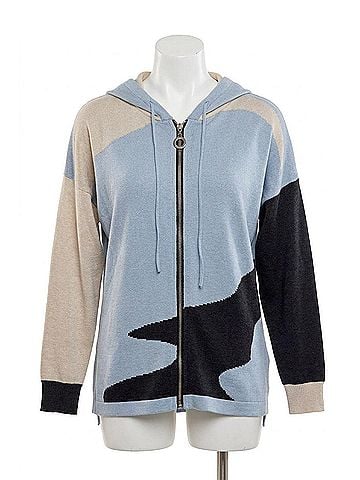 Angel Color Block Zip Hoodie in Camo Combo (view 1)