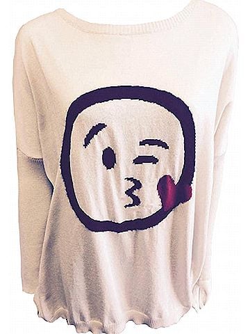 Angel Kiss In Love Emoji Top in Stone/Black (view 2)