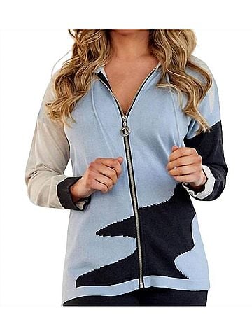 Angel Color Block Zip Hoodie in Camo Combo (view 2)