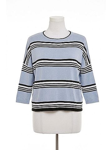 Angel Striped 3/4 Sleeve Top in Sky Blue (view 1)