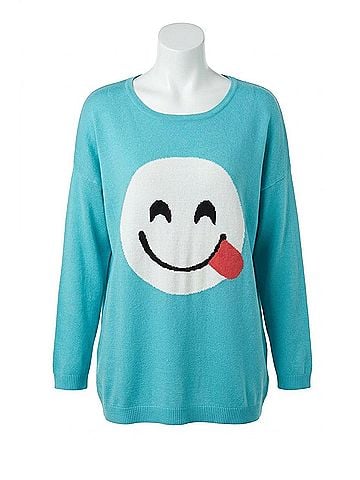 Angel All Smiles Emoji Top in Turquoise (view 1)