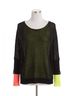 Angel Multi Color Oversized Netted Snap Sleeve Top in Black Multi Size L - photo 1