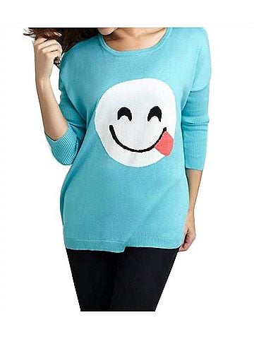 Angel All Smiles Emoji Top in Turquoise (view 2)