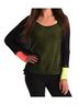 Angel Multi Color Oversized Netted Snap Sleeve Top in Black Multi Size L - photo 2