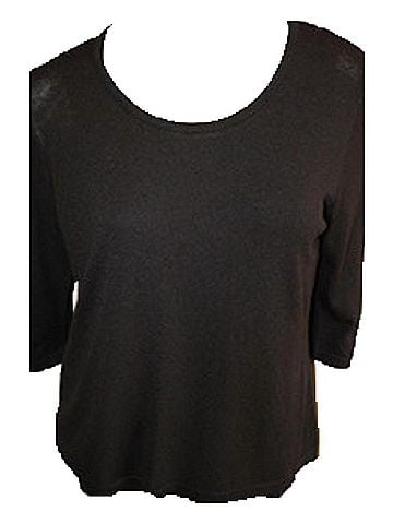 Angel Three Quarter Sleeve Tunic Top in Black (view 2)
