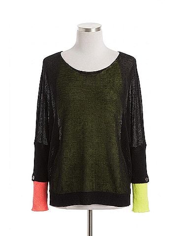 Angel Oversized Netted Snap Sleeve Top in Black Multi (view 1)