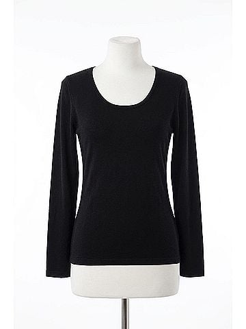 Angel Long Sleeve Scoop-Neck Top in Black (view 1)
