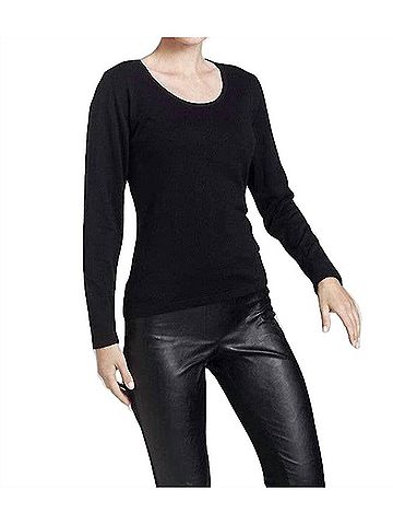 Angel Long Sleeve Scoop-Neck Top in Black (view 2)
