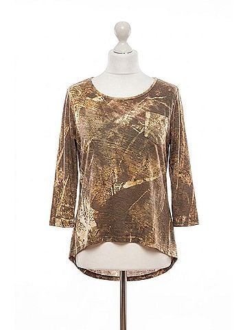 Angel Bleach Linen Long Sleeve Top in Marble (view 1)