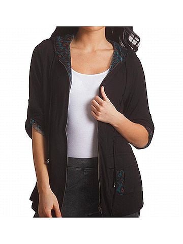 Angel Abstract Hooded Jacket in Black/Aqua (view 2)