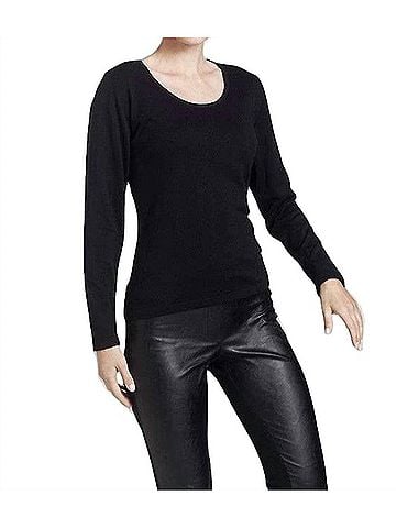 Angel Long Sleeve Scoop-Neck Top in Black (view 2)