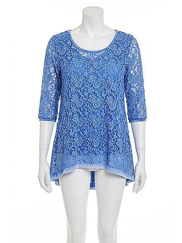 Angel Lace 3/4 Sleeve Tunic in Blue (view 1)