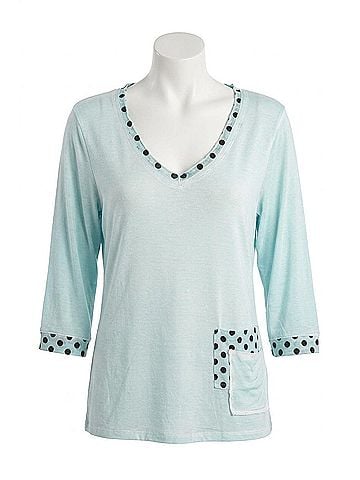 Angel Polkadot V-Neck Top in Mint (view 1)