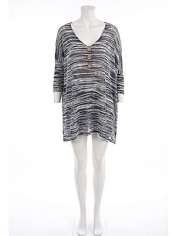 Angel 3/4 Sleeve V-Neck Tunic in Denim (view 1)
