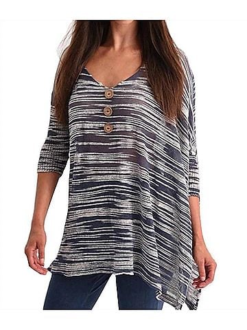 Angel 3/4 Sleeve V-Neck Tunic in Denim (view 2)