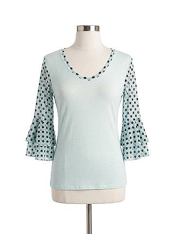 Angel Polkadot Sleeve Top in Mint (view 1)