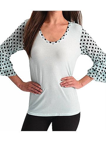 Angel Polkadot Sleeve Top in Mint (view 2)