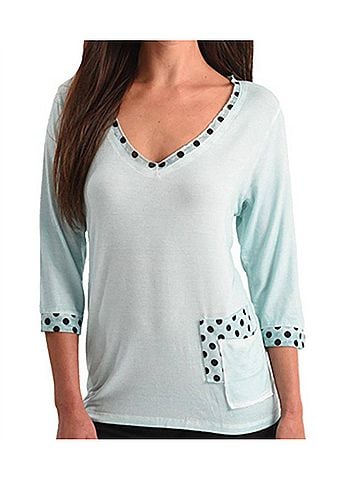 Angel Polkadot V-Neck Top in Mint (view 2)